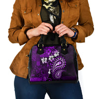 Fiji Masi Paisley Shoulder Handbag Fijian Hibiscus Tapa Purple Version LT01 - Polynesian Pride