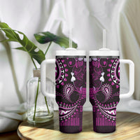 Fiji Masi Paisley Tumbler With Handle Fijian Hibiscus Tapa Purple Version