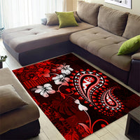 Fiji Masi Paisley Area Rug Fijian Hibiscus Tapa Red Version LT01 - Polynesian Pride