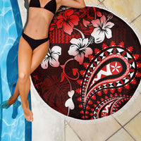 Fiji Masi Paisley Beach Blanket Fijian Hibiscus Tapa Red Version LT01 - Polynesian Pride