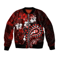 Fiji Masi Paisley Bomber Jacket Fijian Hibiscus Tapa Red Version LT01 Unisex Red - Polynesian Pride