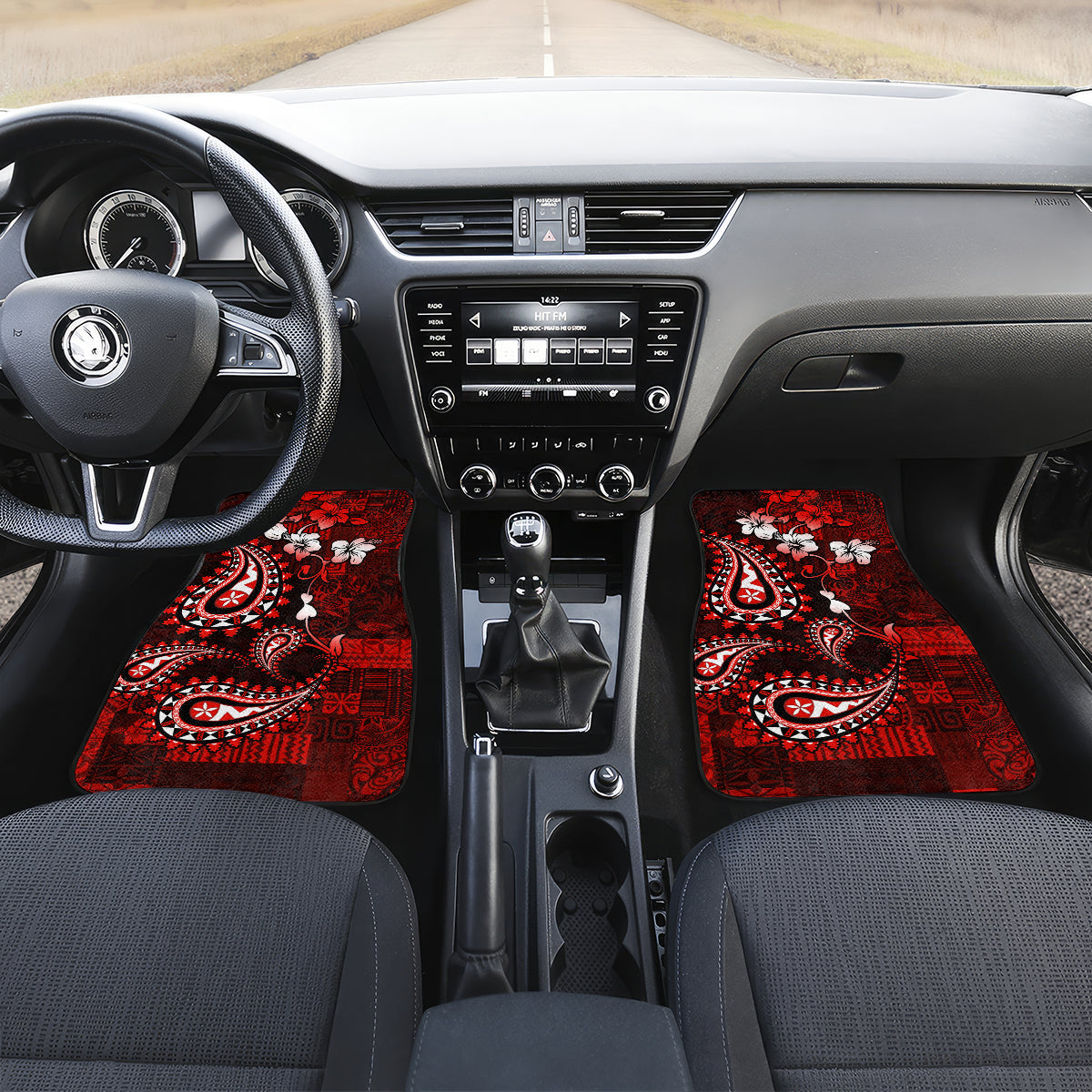 Fiji Masi Paisley Car Mats Fijian Hibiscus Tapa Red Version LT01 - Polynesian Pride