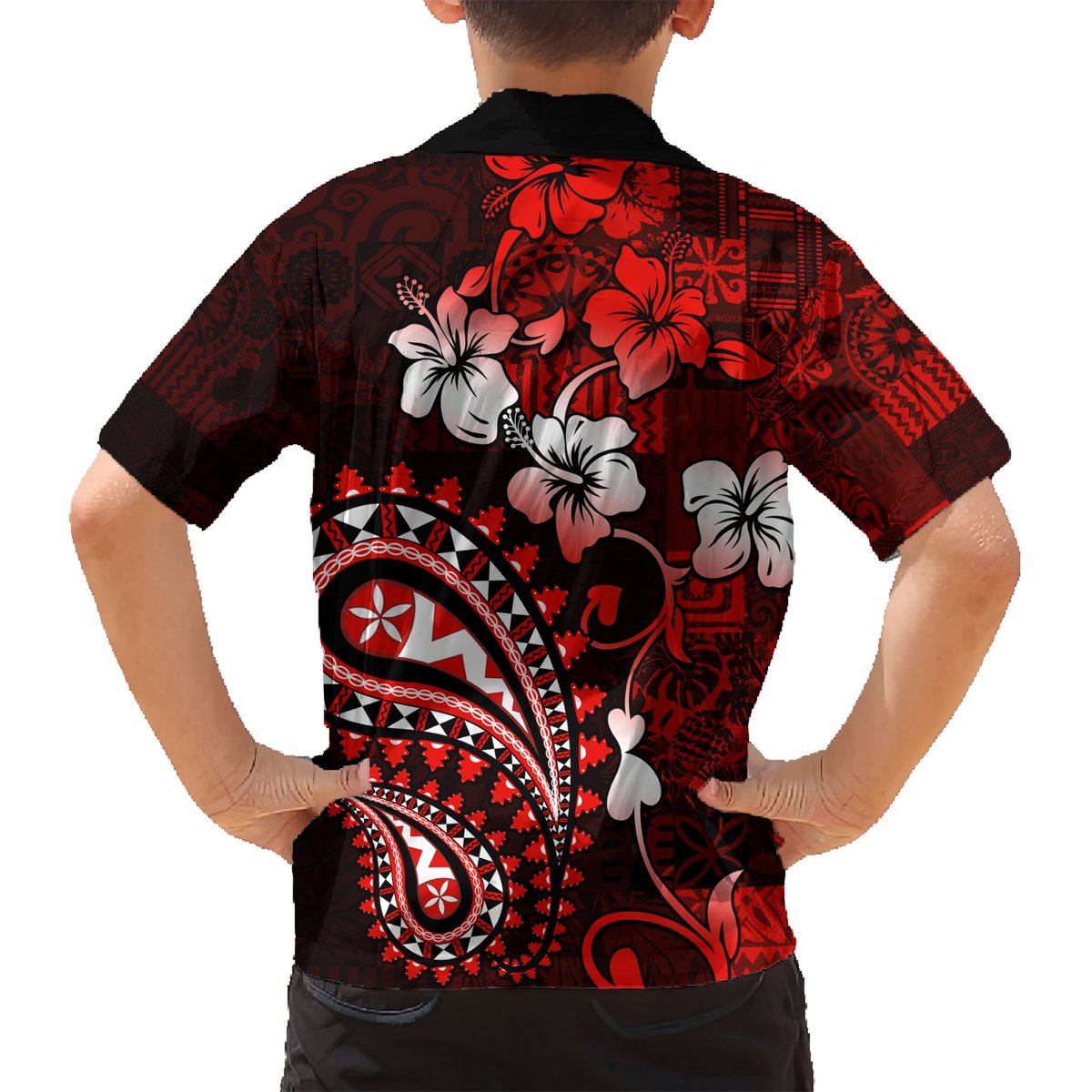 Fiji Masi Paisley Hawaiian Shirt Fijian Hibiscus Tapa Red Version LT01 - Polynesian Pride