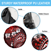 Fiji Masi Paisley Spare Tire Cover Fijian Hibiscus Tapa Red Version LT01 - Polynesian Pride