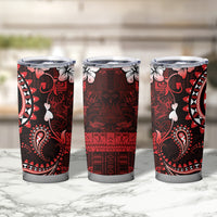 Fiji Masi Paisley Tumbler Cup Fijian Hibiscus Tapa Red Version