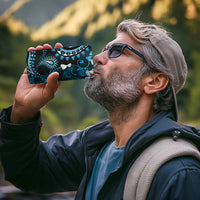 Fiji Masi Paisley 4 in 1 Can Cooler Tumbler Fijian Hibiscus Tapa Sky Blue Version