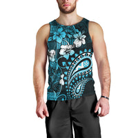 Fiji Masi Paisley Men Tank Top Fijian Hibiscus Tapa Sky Blue Version LT01 - Polynesian Pride