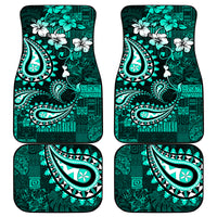 Fiji Masi Paisley Car Mats Fijian Hibiscus Tapa Turquoise Version LT01 Turquoise - Polynesian Pride