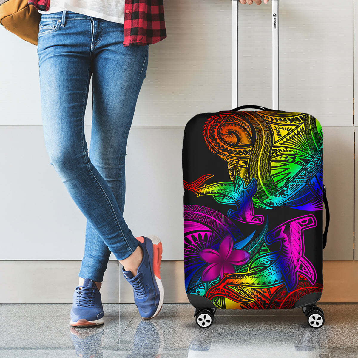 LGBT History Month Luggage Cover Polynesian Hammerhead Shark LT01 - Polynesian Pride