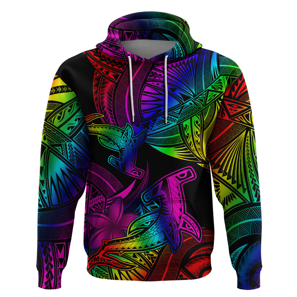 LGBT History Month Zip Hoodie Polynesian Hammerhead Shark LT01 Pullover Hoodie Rainbow - Polynesian Pride