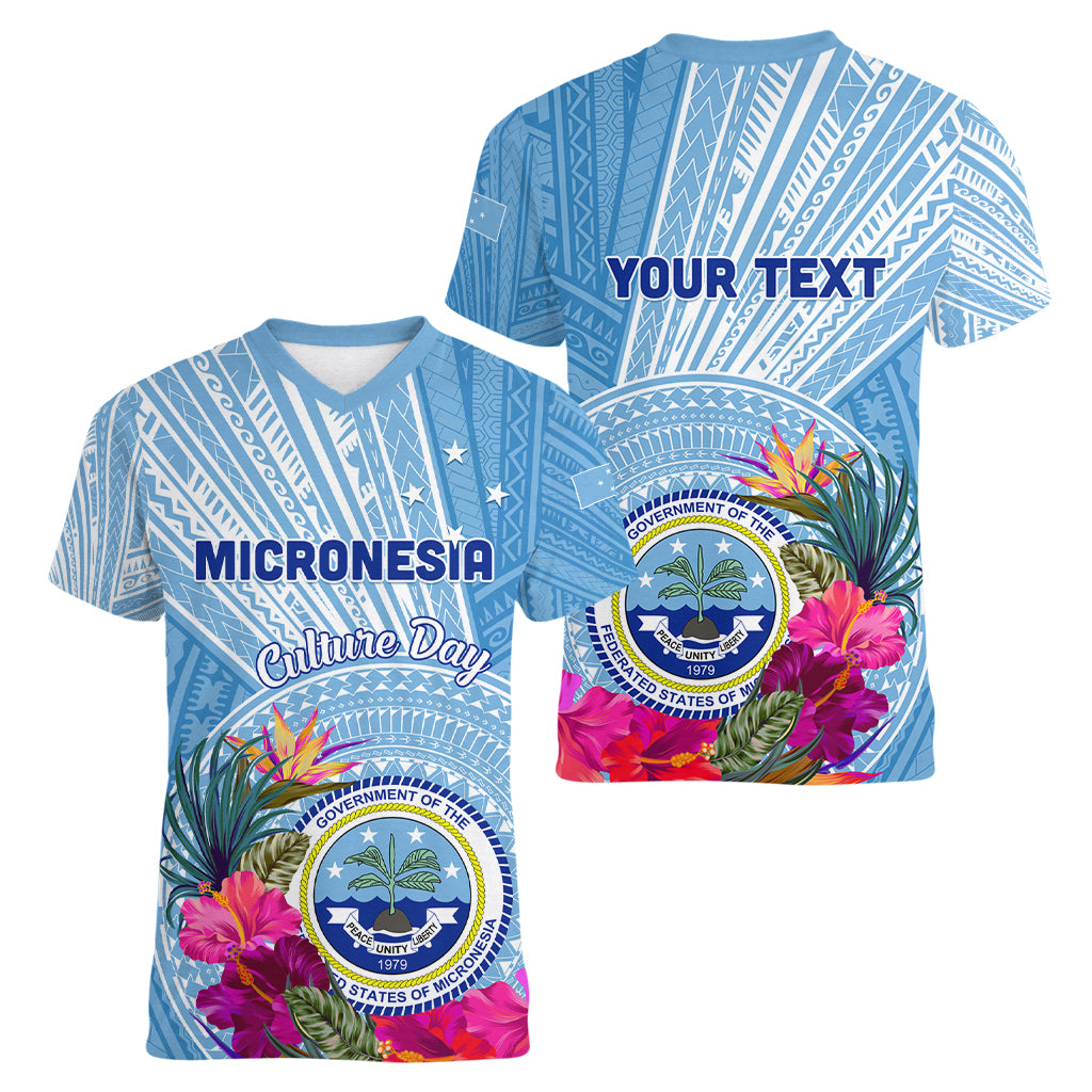 Micronesia Culture Day Women V Neck T Shirt Tribal Pattern Tropical Style LT01 - Polynesian Pride