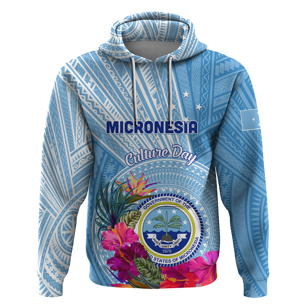 Micronesia Culture Day Zip Hoodie Tribal Pattern Tropical Style LT01 Pullover Hoodie Blue - Polynesian Pride