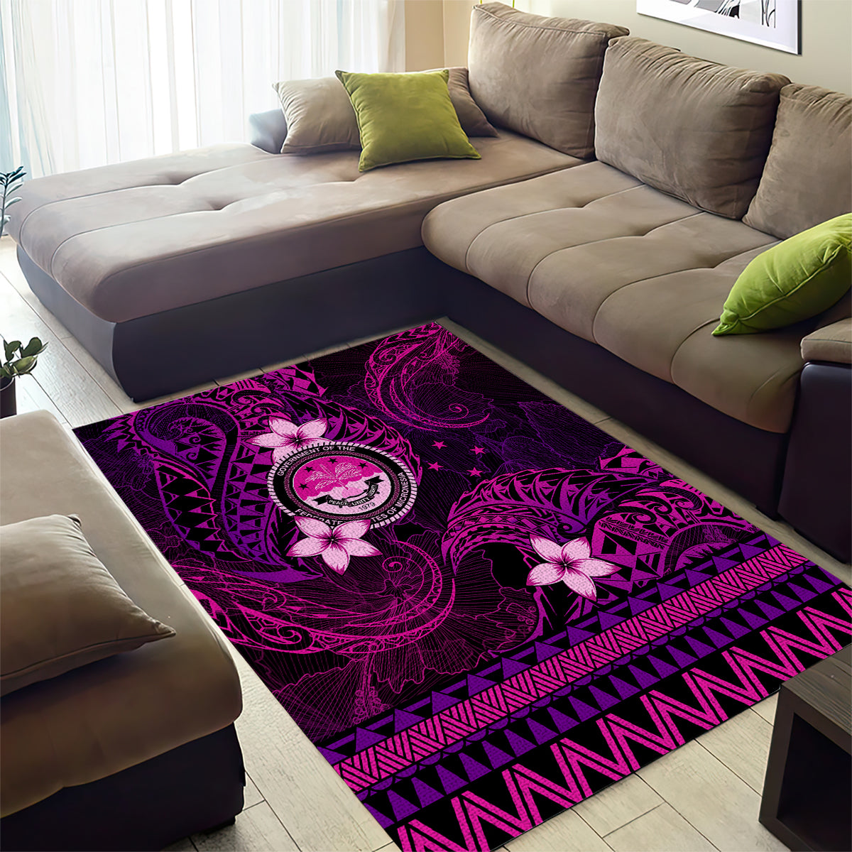 FSM Culture Day Area Rug Tribal Pattern Pink Version LT01 - Polynesian Pride