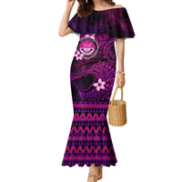 FSM Culture Day Family Matching Mermaid Dress and Hawaiian Shirt Tribal Pattern Pink Version LT01 Mom's Dress Pink - Polynesian Pride