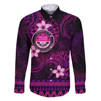 FSM Culture Day Family Matching Off Shoulder Short Dress and Hawaiian Shirt Tribal Pattern Pink Version LT01 Dad's Shirt - Long Sleeve Pink - Polynesian Pride
