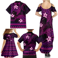 FSM Culture Day Family Matching Summer Maxi Dress and Hawaiian Shirt Tribal Pattern Pink Version LT01 - Polynesian Pride