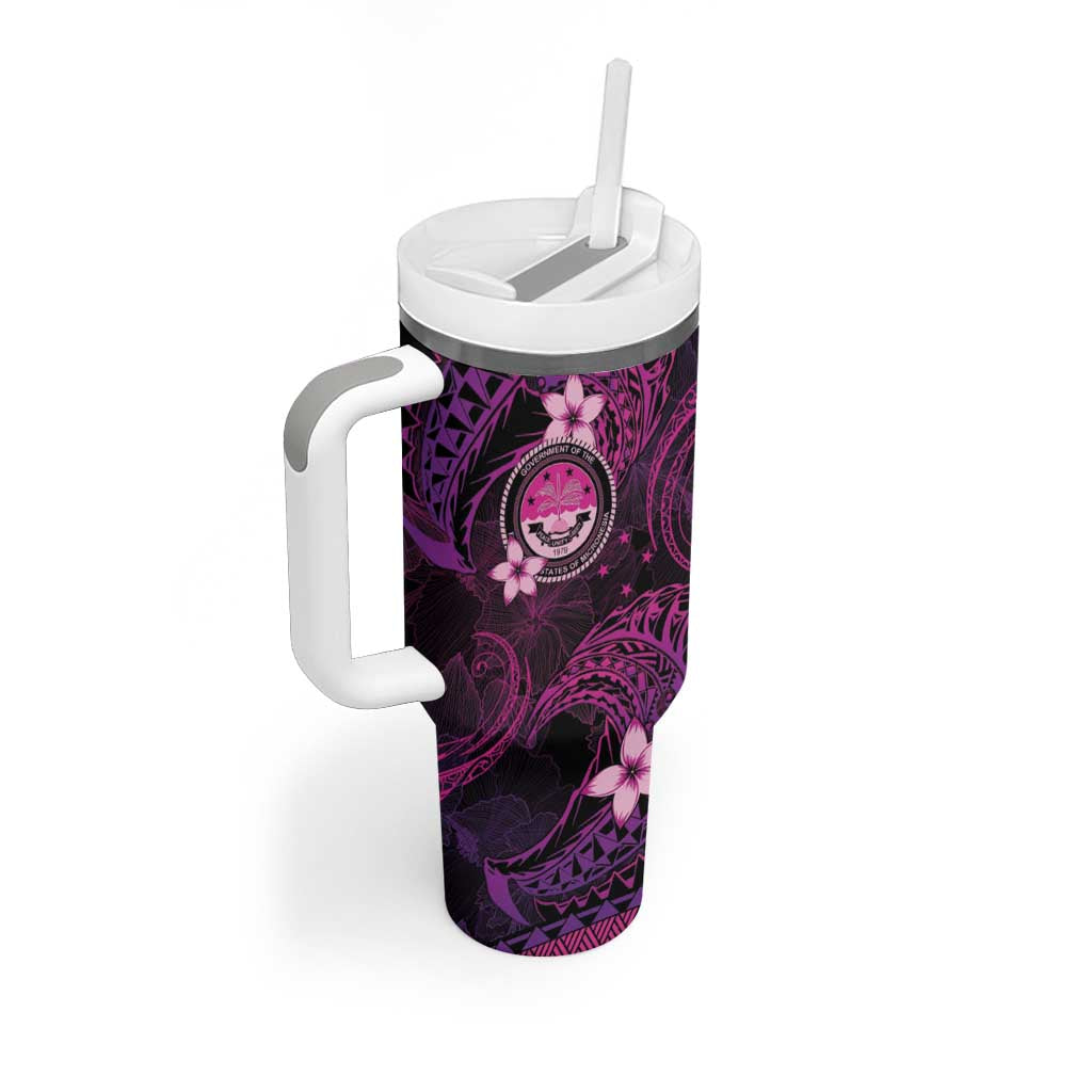 FSM Culture Day Tumbler With Handle Tribal Pattern Pink Version