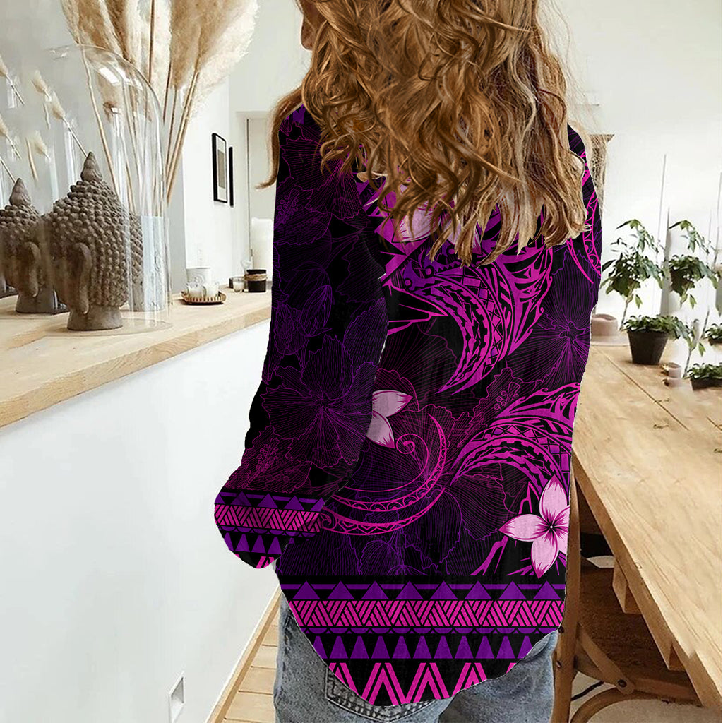 FSM Culture Day Women Casual Shirt Tribal Pattern Pink Version LT01 - Polynesian Pride