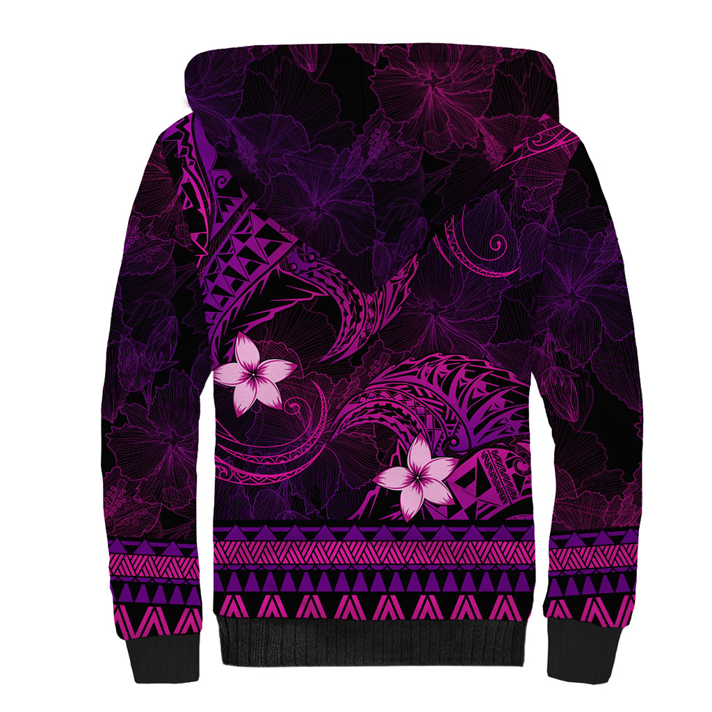 FSM Pohnpei State Sherpa Hoodie Tribal Pattern Pink Version LT01 - Polynesian Pride