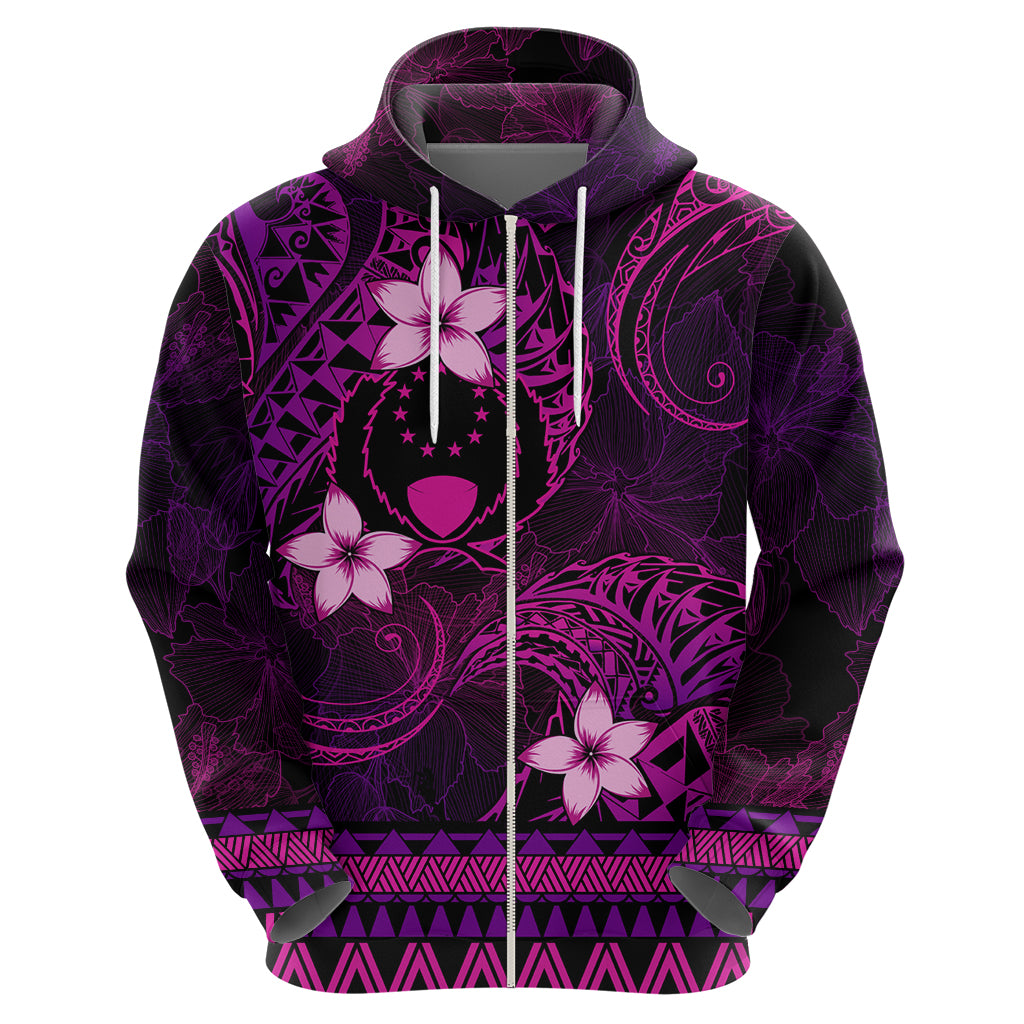FSM Pohnpei State Zip Hoodie Tribal Pattern Pink Version LT01 - Polynesian Pride