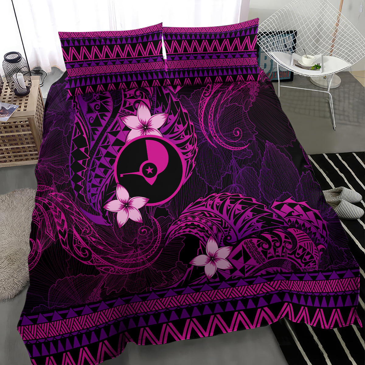 FSM Yap State Bedding Set Tribal Pattern Pink Version LT01 - Polynesian Pride