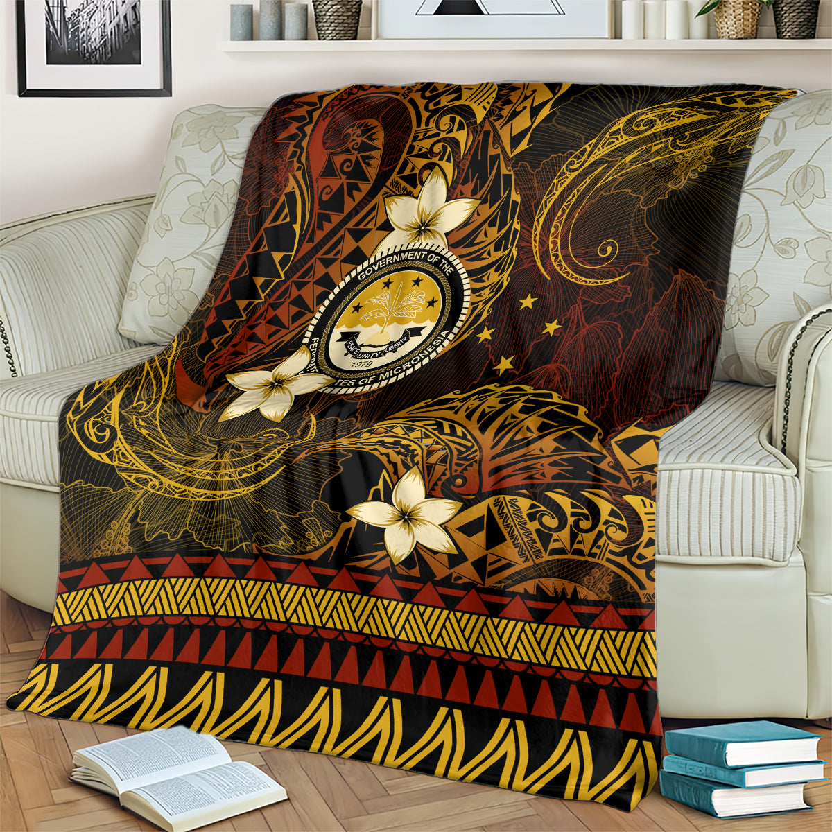 FSM Culture Day Blanket Tribal Pattern Gold Version LT01 - Polynesian Pride