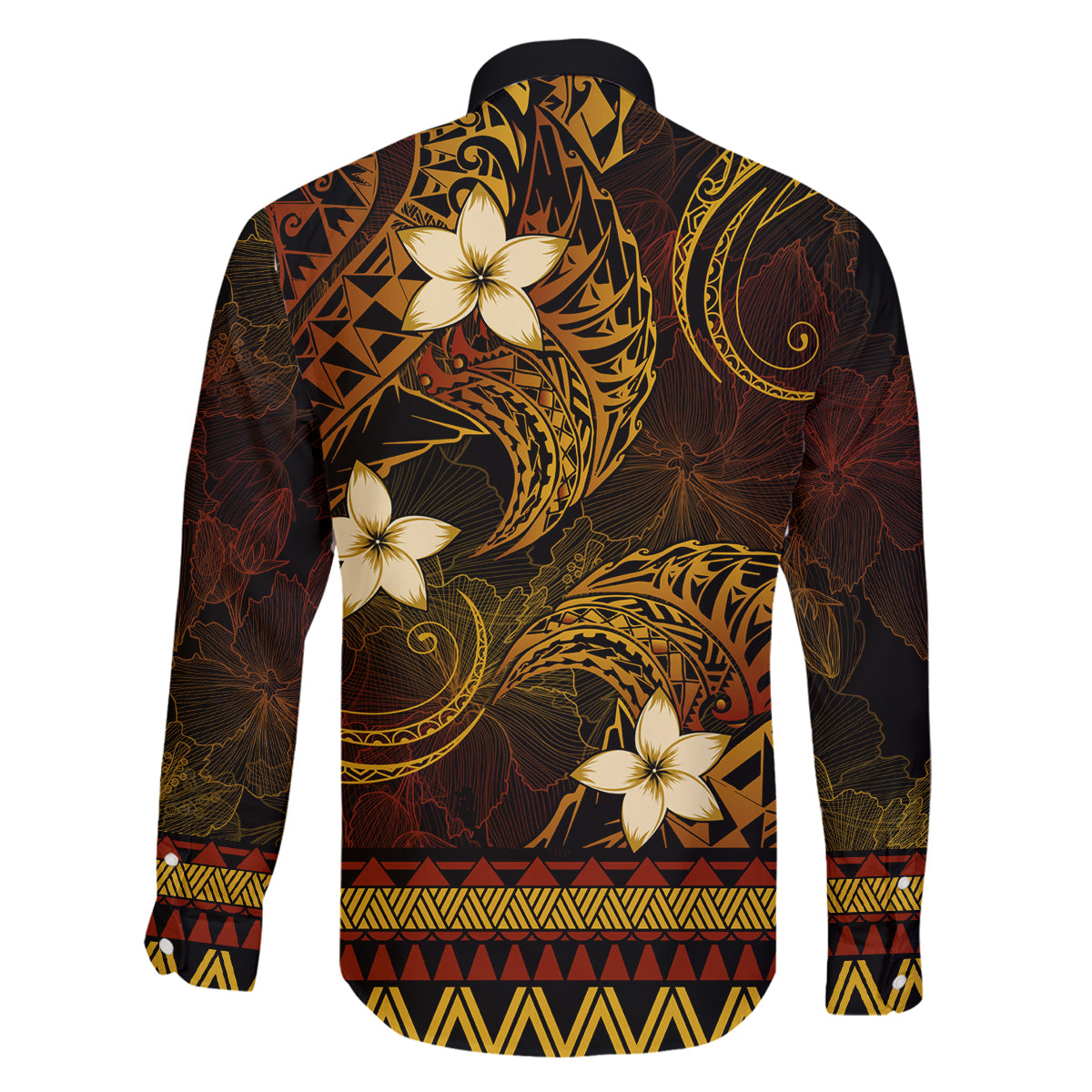 FSM Culture Day Family Matching Long Sleeve Bodycon Dress and Hawaiian Shirt Tribal Pattern Gold Version LT01 - Polynesian Pride