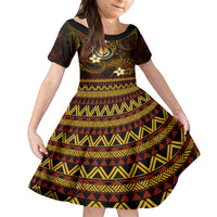 FSM Culture Day Family Matching Tank Maxi Dress and Hawaiian Shirt Tribal Pattern Gold Version LT01 Daughter's Dress Gold - Polynesian Pride