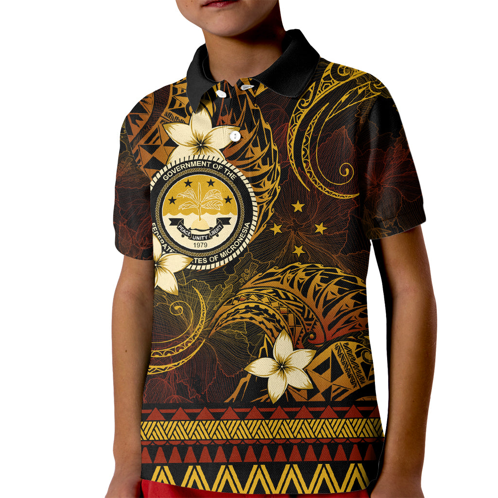 FSM Culture Day Kid Polo Shirt Tribal Pattern Gold Version LT01 Kid Gold - Polynesian Pride