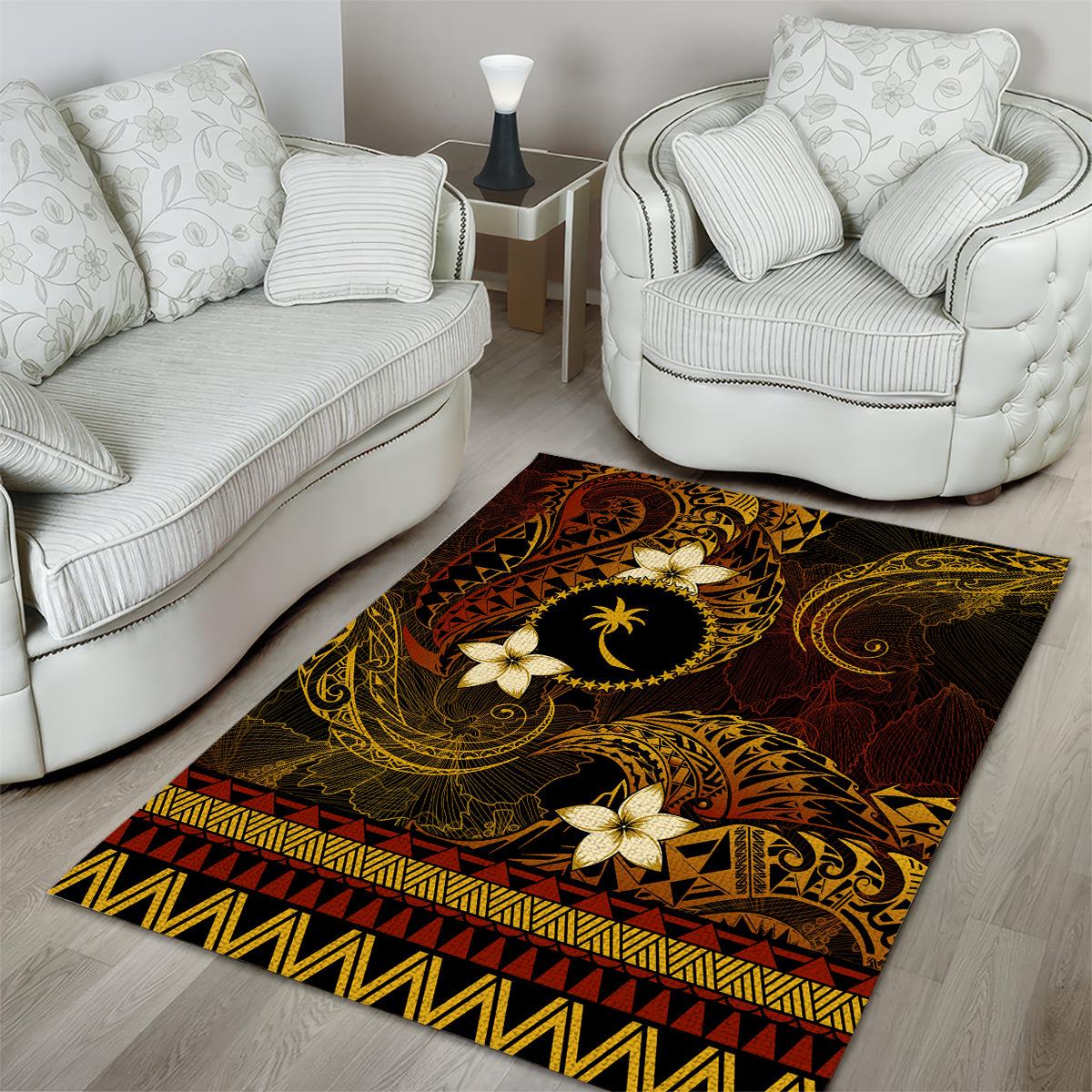 FSM Chuuk State Area Rug Tribal Pattern Gold Version LT01 - Polynesian Pride