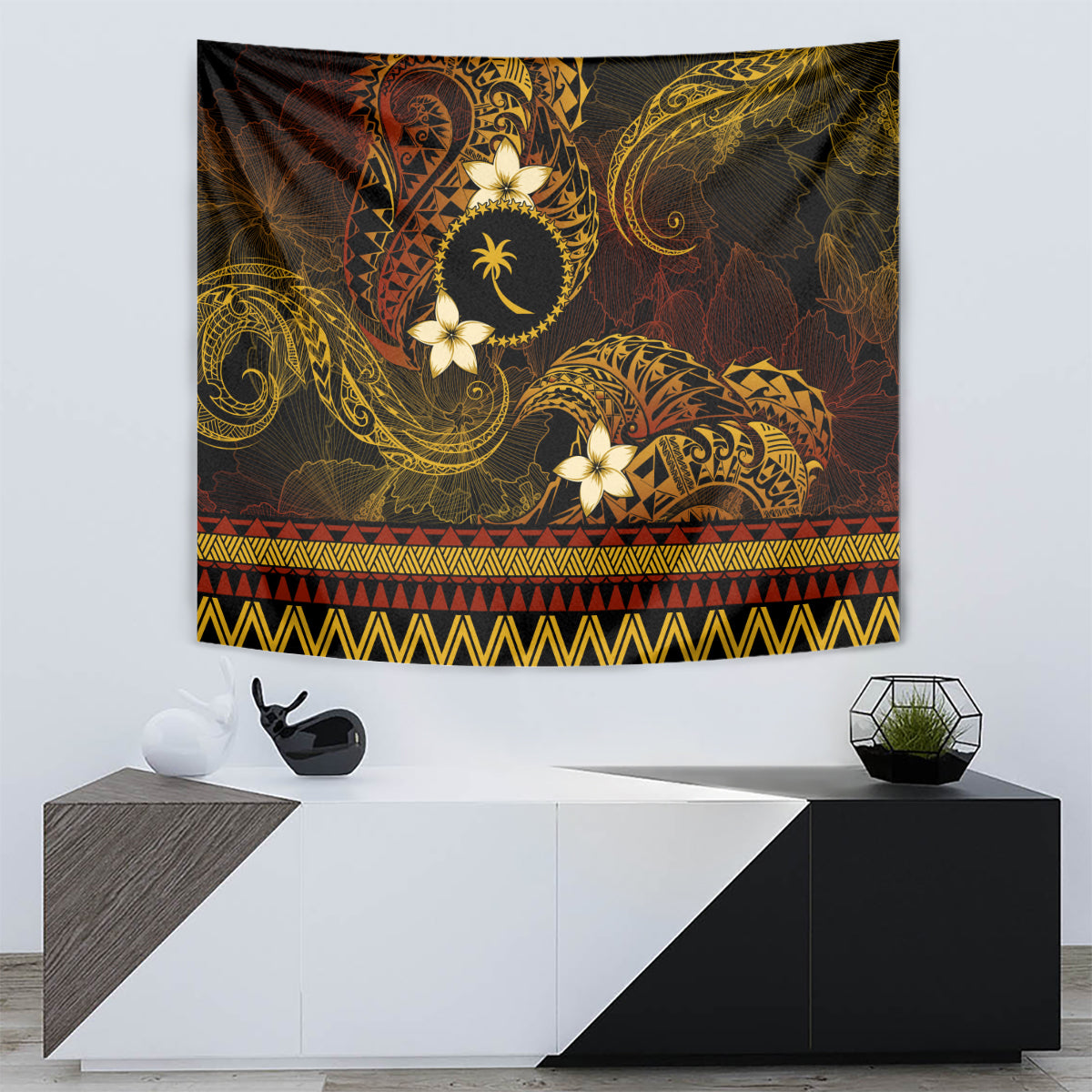FSM Chuuk State Tapestry Tribal Pattern Gold Version LT01 - Polynesian Pride