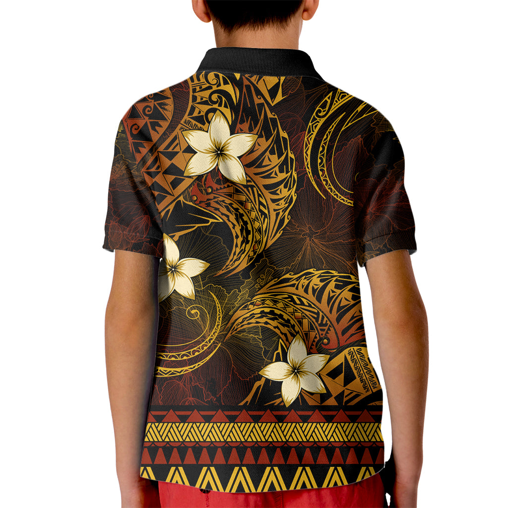 FSM Kosrae State Kid Polo Shirt Tribal Pattern Gold Version LT01 - Polynesian Pride