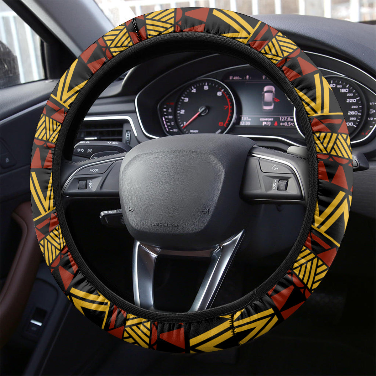 FSM Kosrae State Steering Wheel Cover Tribal Pattern Gold Version LT01 - Polynesian Pride