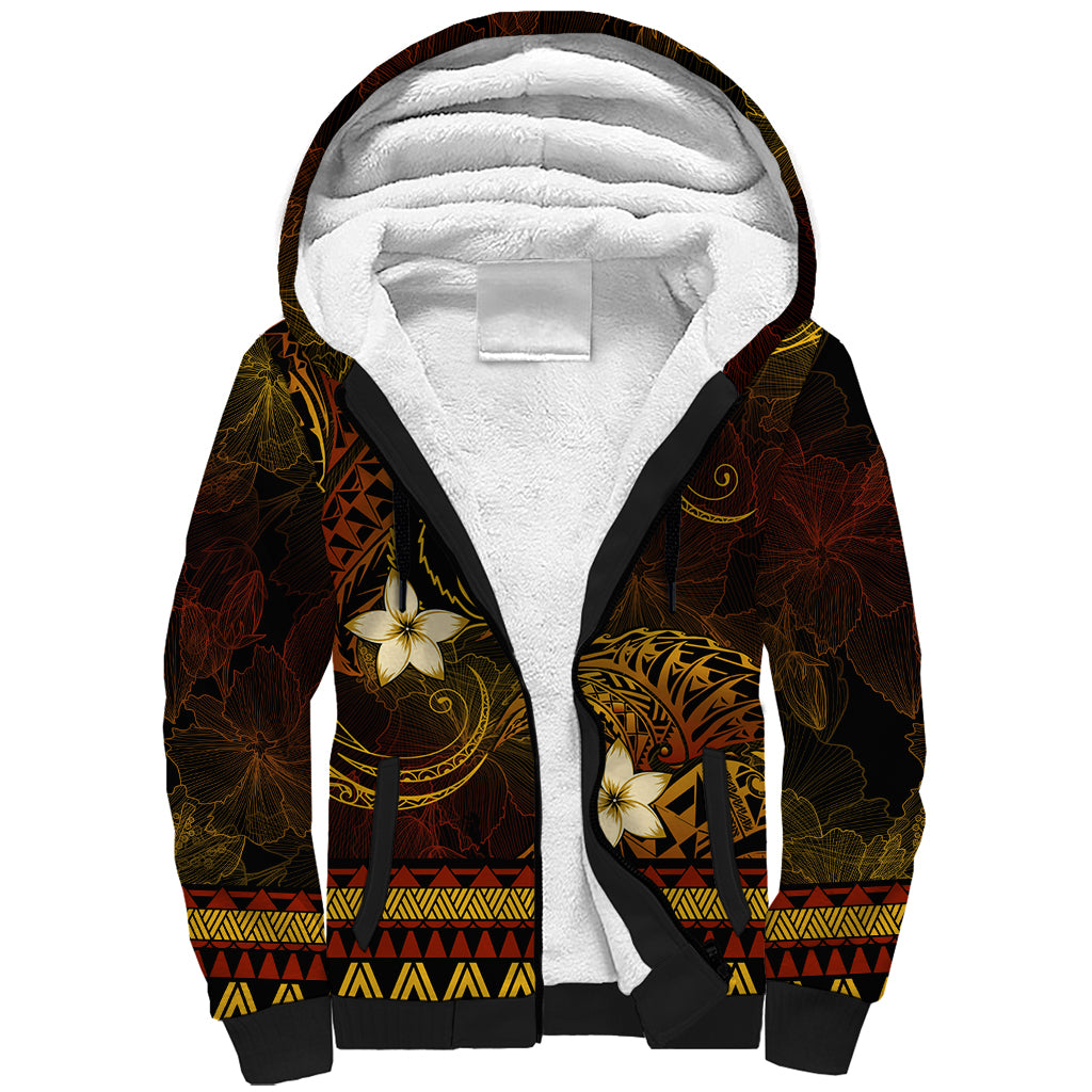 FSM Pohnpei State Sherpa Hoodie Tribal Pattern Gold Version LT01 Unisex Gold - Polynesian Pride