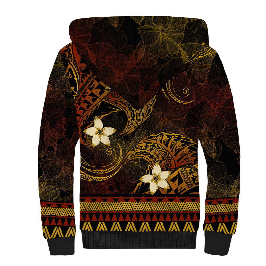 FSM Pohnpei State Sherpa Hoodie Tribal Pattern Gold Version LT01 - Polynesian Pride