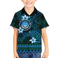 FSM Culture Day Kid Hawaiian Shirt Tribal Pattern Ocean Version LT01 Kid Blue - Polynesian Pride