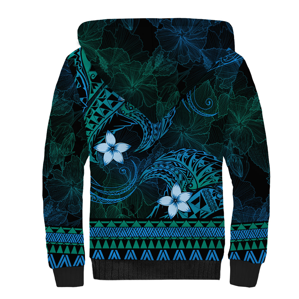 FSM Culture Day Sherpa Hoodie Tribal Pattern Ocean Version LT01 - Polynesian Pride