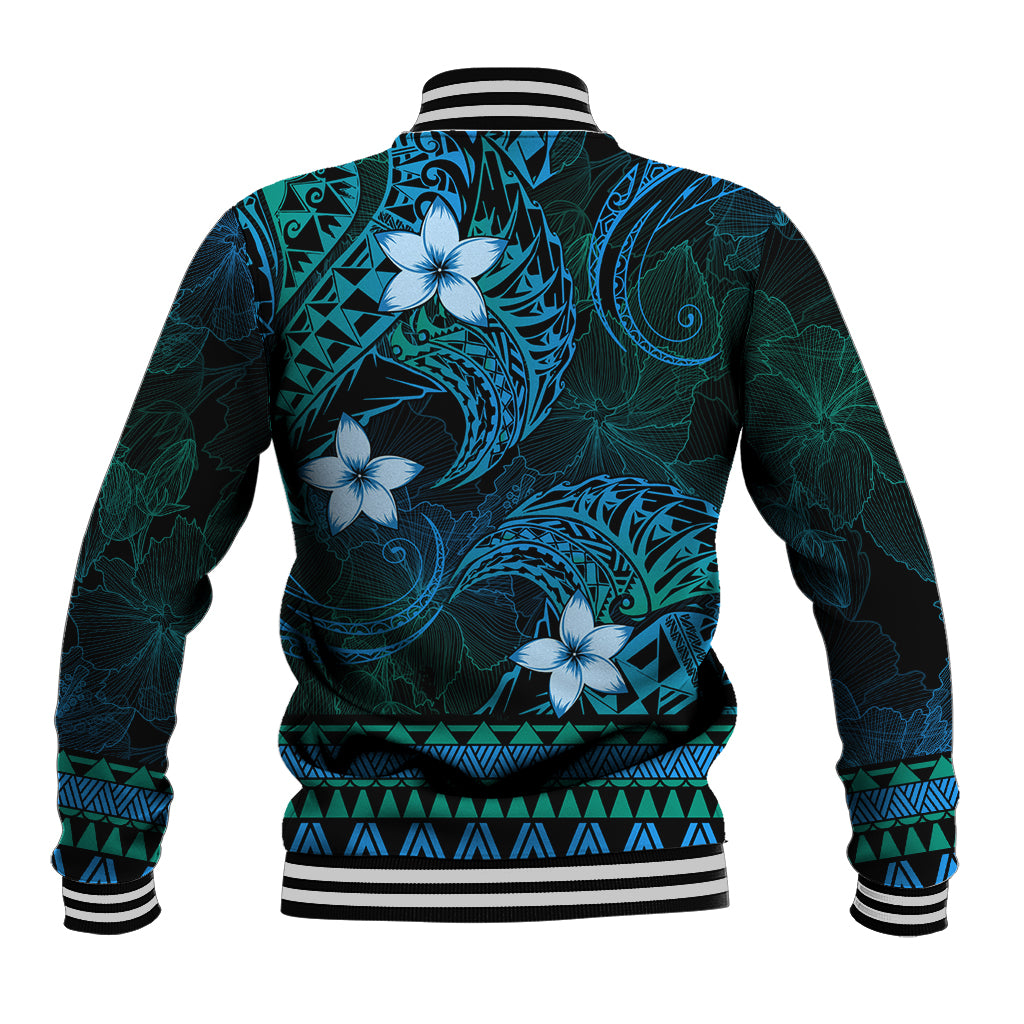 FSM Chuuk State Baseball Jacket Tribal Pattern Ocean Version LT01 - Polynesian Pride
