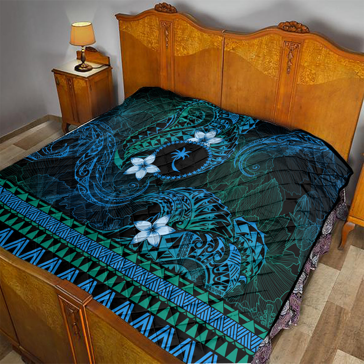 FSM Chuuk State Quilt Tribal Pattern Ocean Version