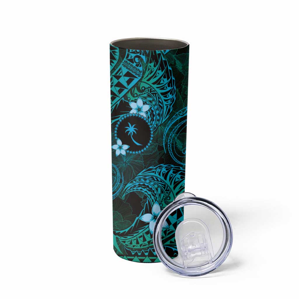 FSM Chuuk State Skinny Tumbler Tribal Pattern Ocean Version