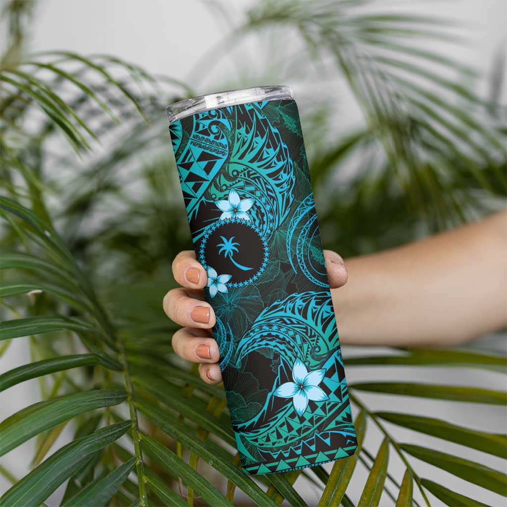 FSM Chuuk State Skinny Tumbler Tribal Pattern Ocean Version