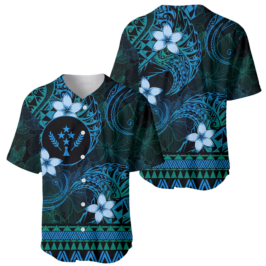 FSM Kosrae State Baseball Jersey Tribal Pattern Ocean Version LT01 - Polynesian Pride