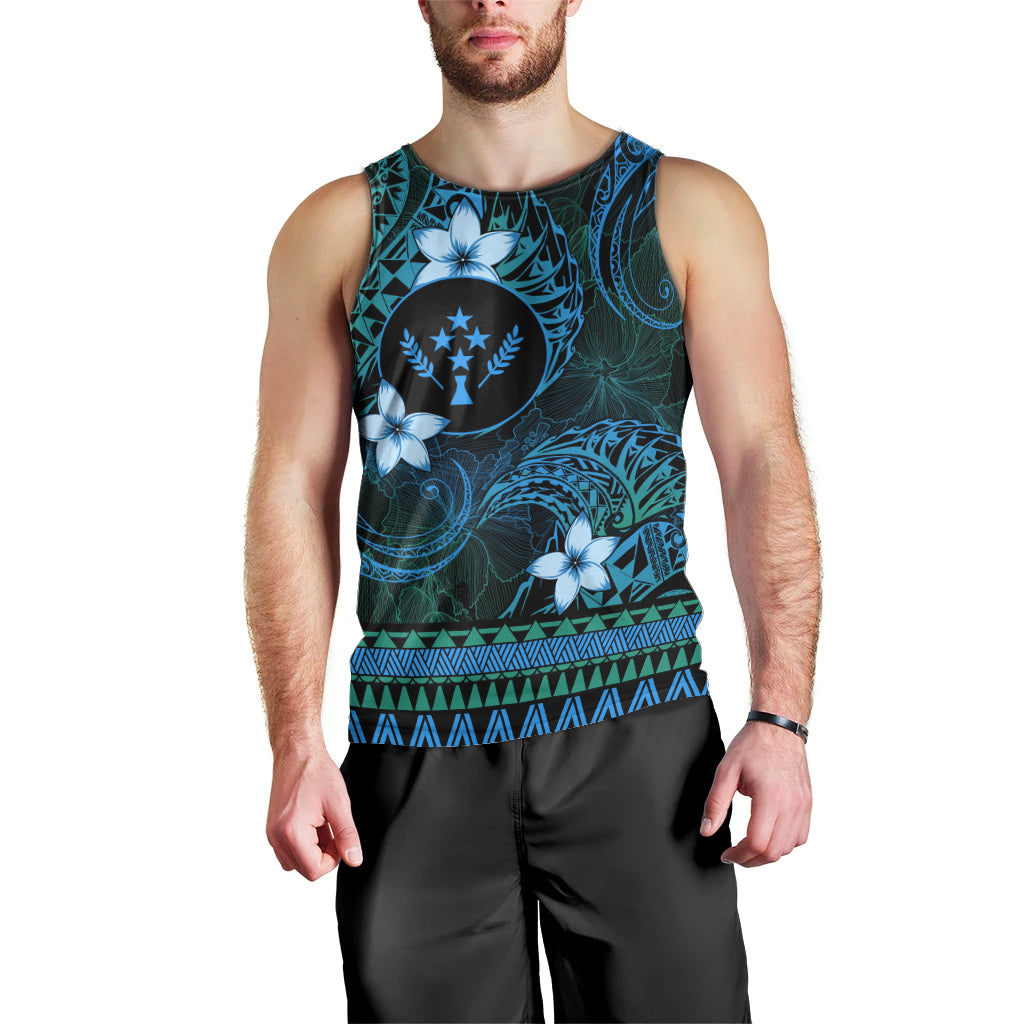 FSM Kosrae State Men Tank Top Tribal Pattern Ocean Version LT01 - Polynesian Pride