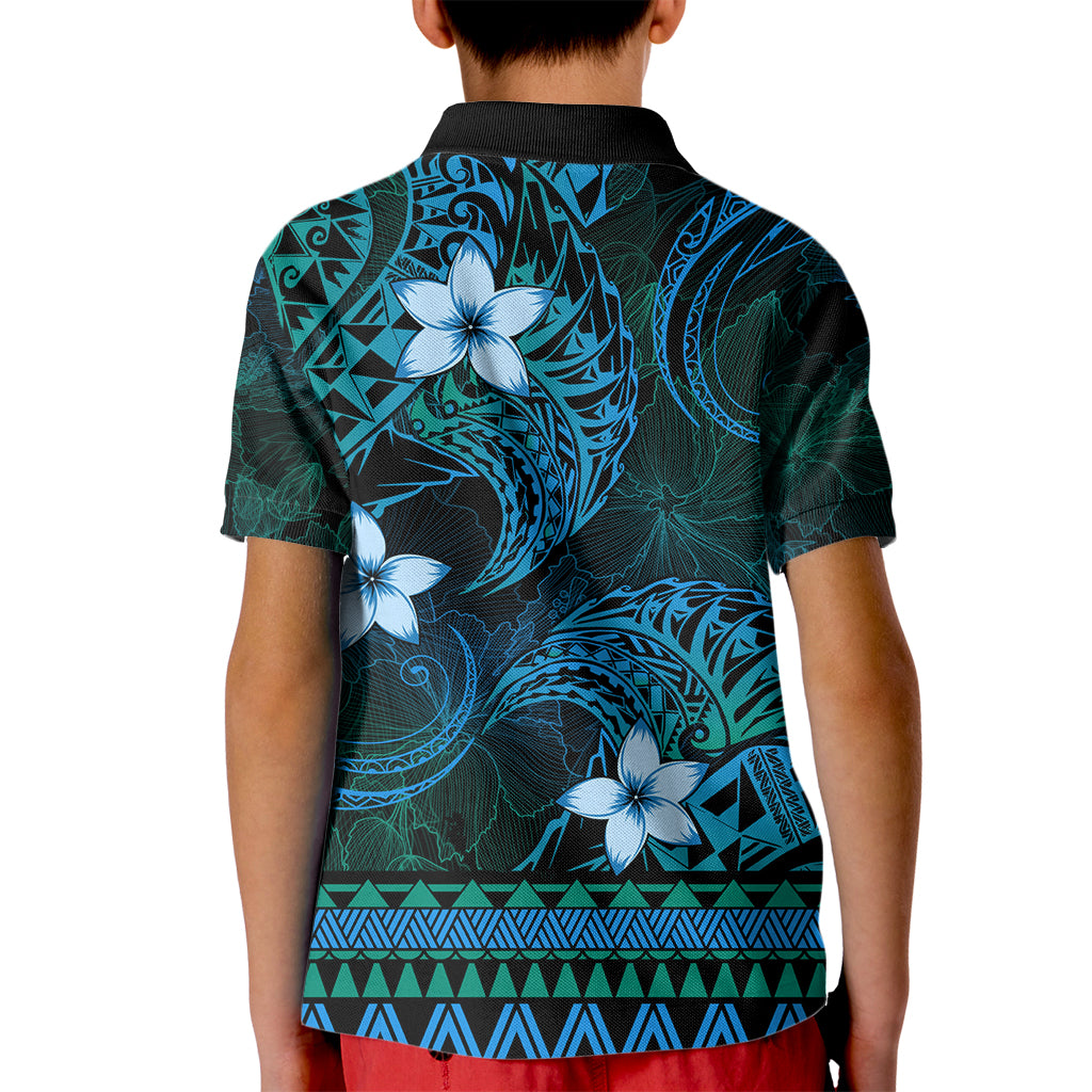 FSM Pohnpei State Kid Polo Shirt Tribal Pattern Ocean Version LT01 - Polynesian Pride