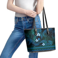 FSM Pohnpei State Leather Tote Bag Tribal Pattern Ocean Version