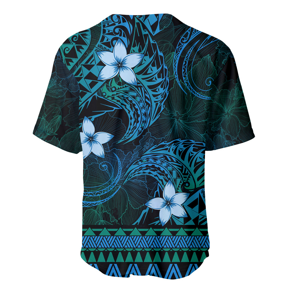 FSM Yap State Baseball Jersey Tribal Pattern Ocean Version LT01 - Polynesian Pride