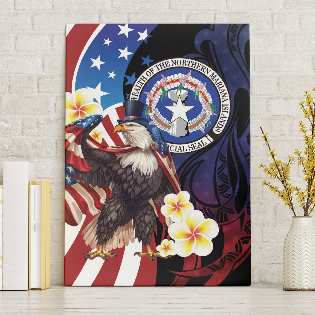 Northern Mariana Islands 4th of July Canvas Wall Art Plumeria USA Eagle