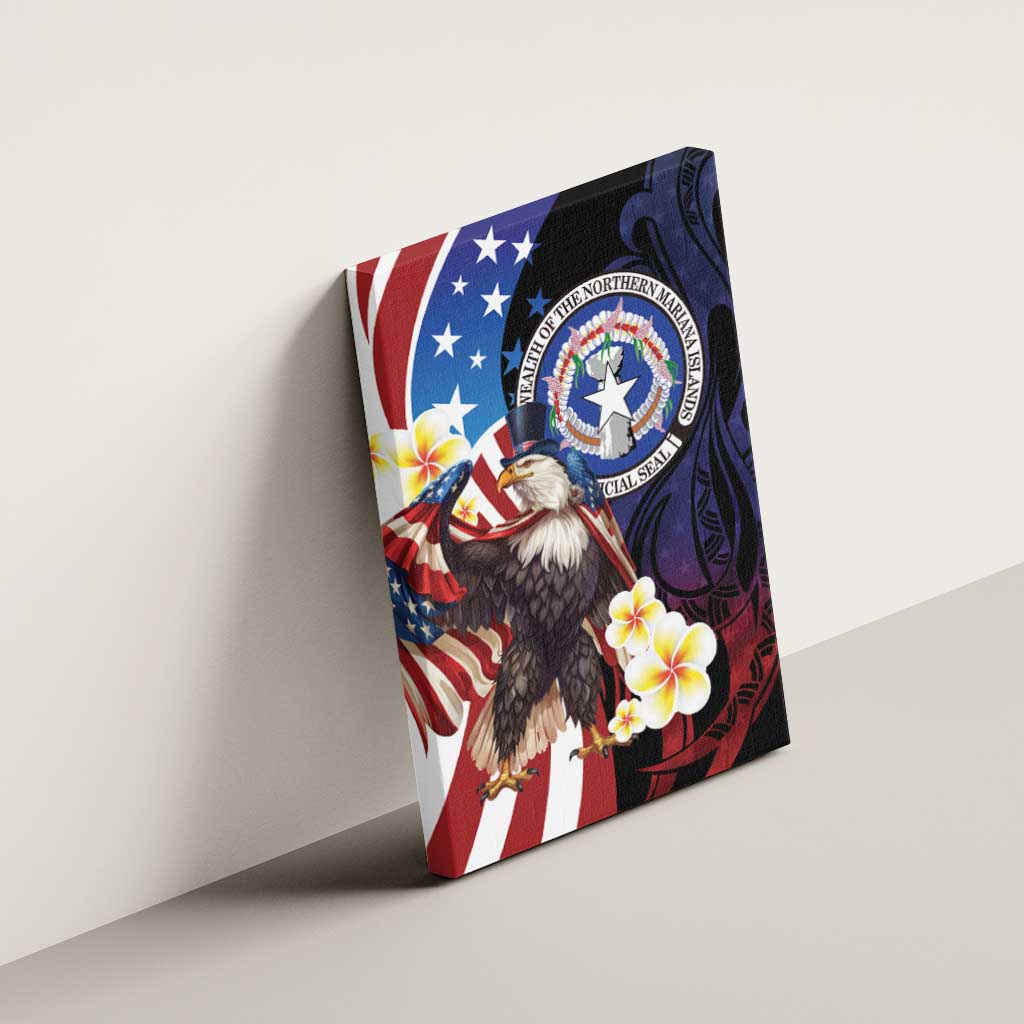 Northern Mariana Islands 4th of July Canvas Wall Art Plumeria USA Eagle