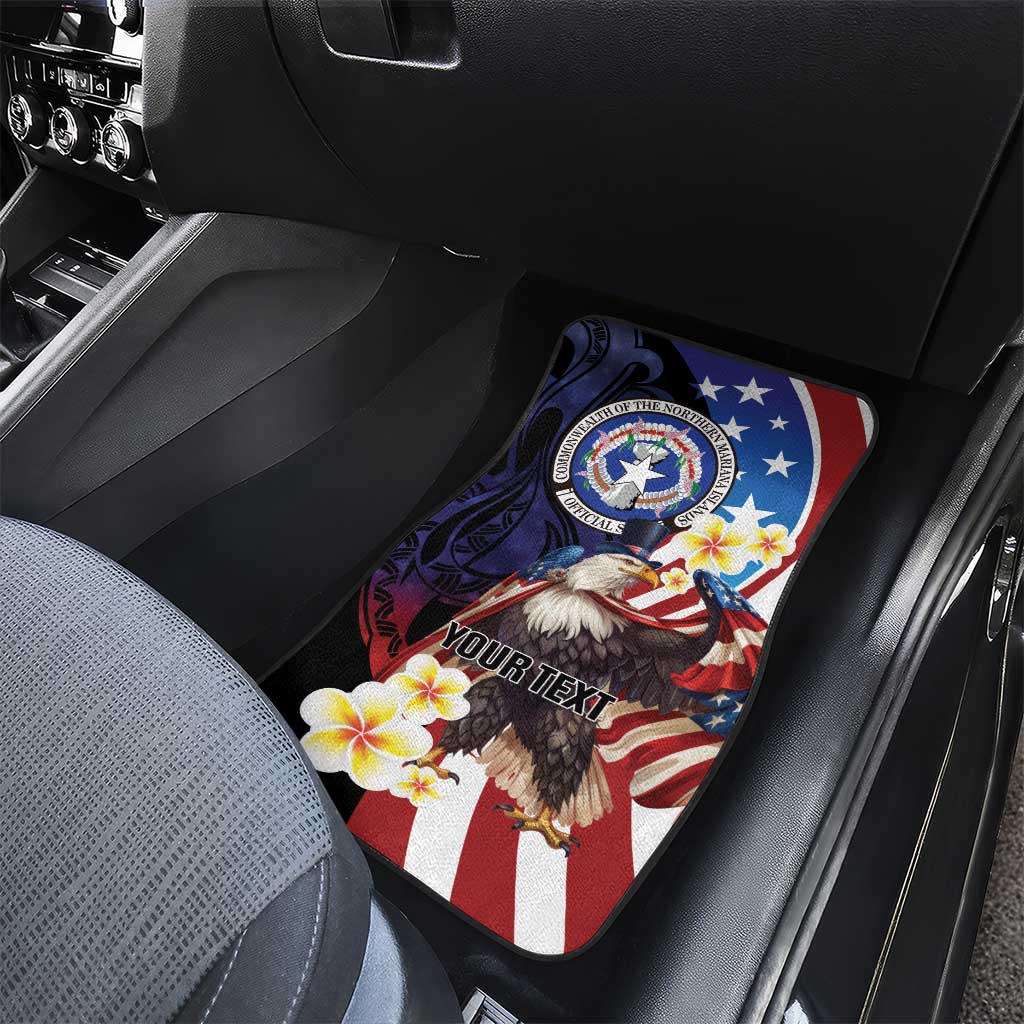 Northern Mariana Islands 4th of July Car Mats Plumeria USA Eagle