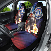 Northern Mariana Islands 4th of July Car Seat Cover Plumeria USA Eagle